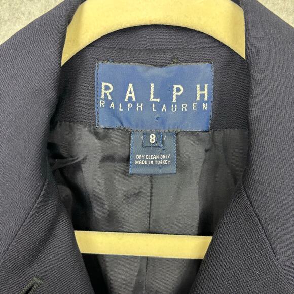 Vintage Ralph Lauren Blazer Womens 8 Navy Blue Label Wool Academia Classic READ - Picture 7 of 16